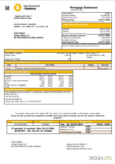 Andorra BancSabadell d’Andorra relevé hypothécaire bancaire scr